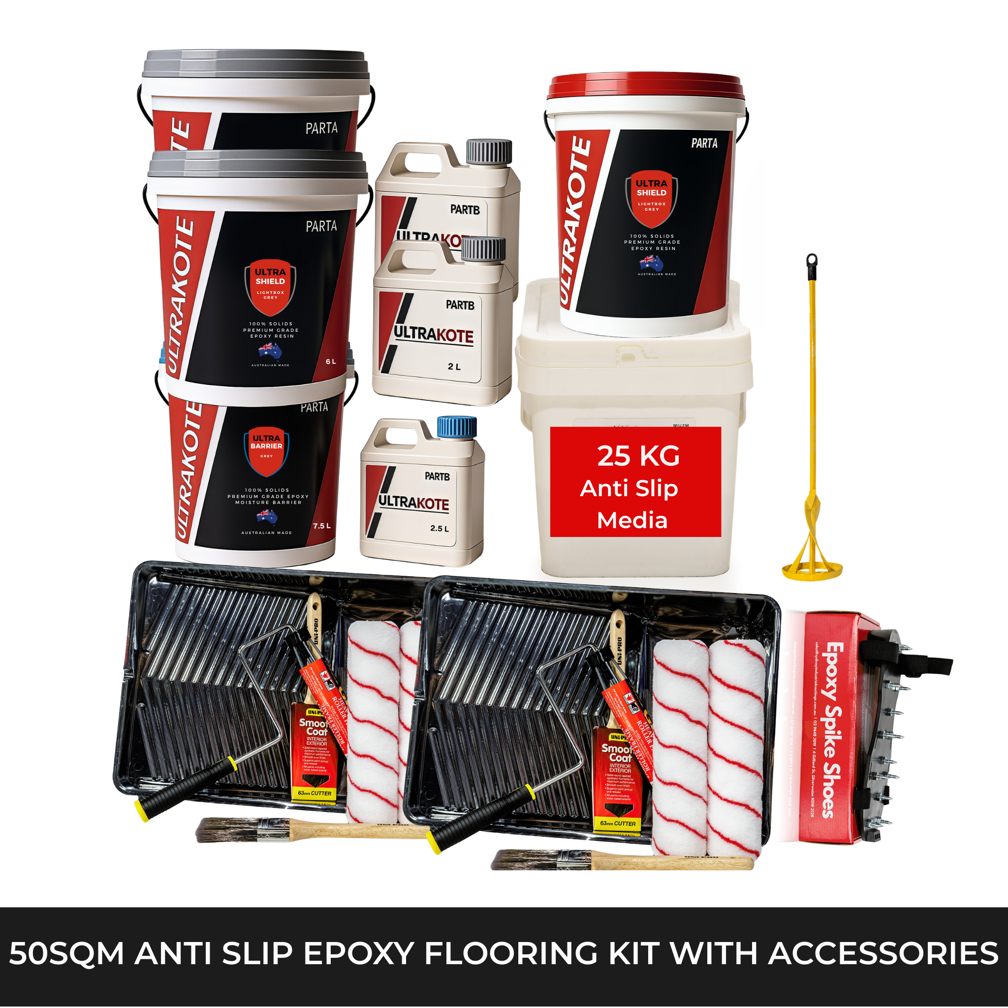50SQM AntiSlip Two Pack Epoxy Flooring Kit | P4 & R11 Slip Rating Compliant