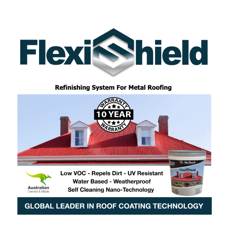 Nutech Flexishield Roof Coating 15L - Low VOC, Waterproof Roof Paint