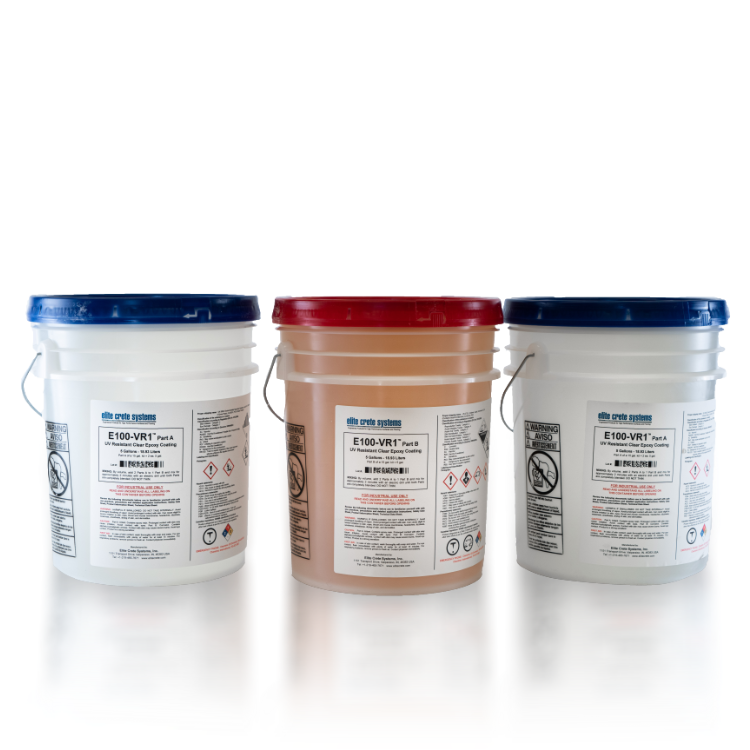 Elite Crete Systems E100 Series VR1 crystal clear epoxy for flooring.