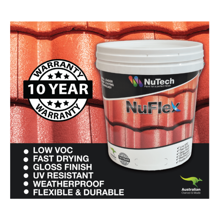 Nutech NuFlex Roof Coating 15L - Coating For Cement & Roof Tiles & Masonry Surfaces
