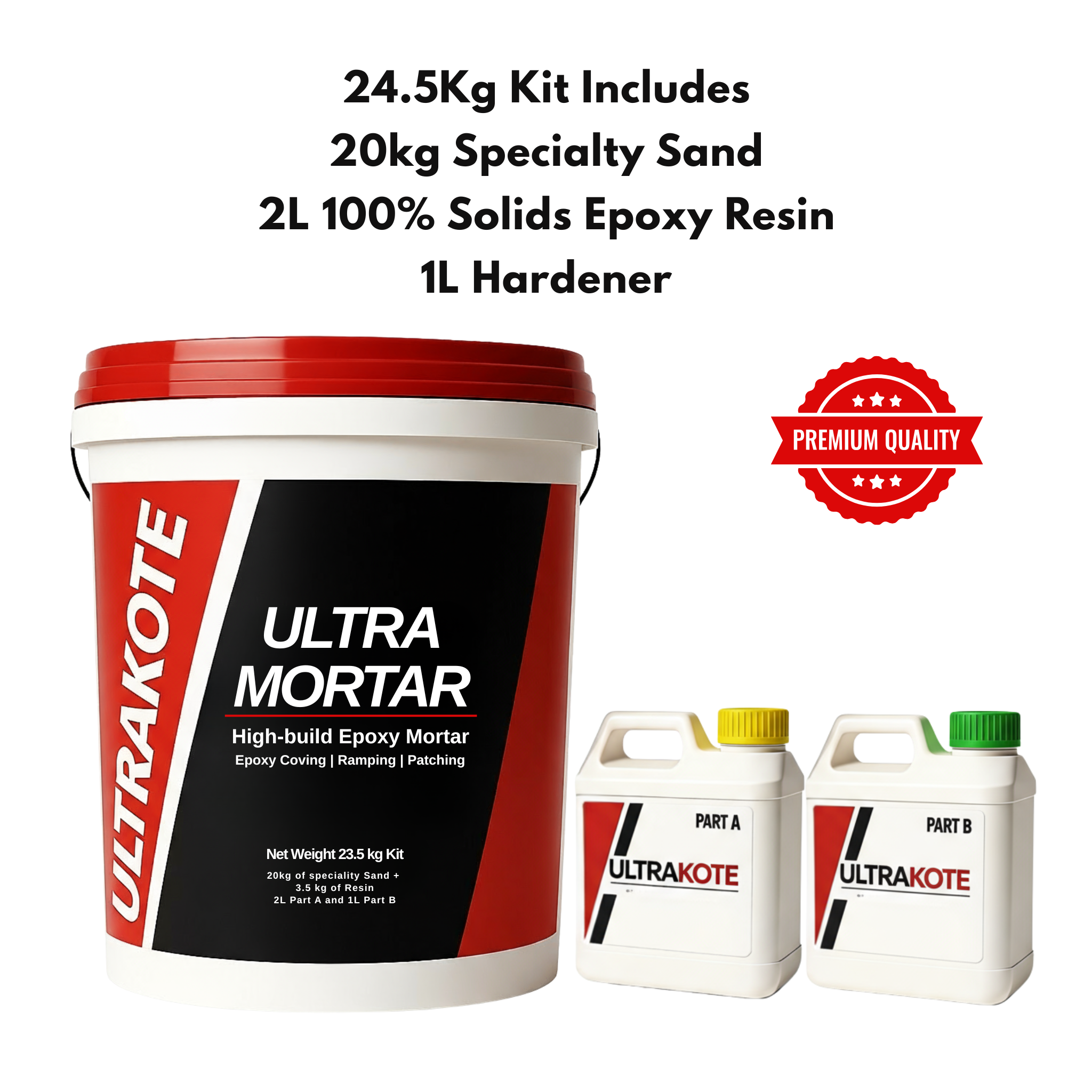 Ultra Mortar 24.5KG Kit- High build Epoxy Mortar Ideal For Ramping, Patching and Epoxy Coving