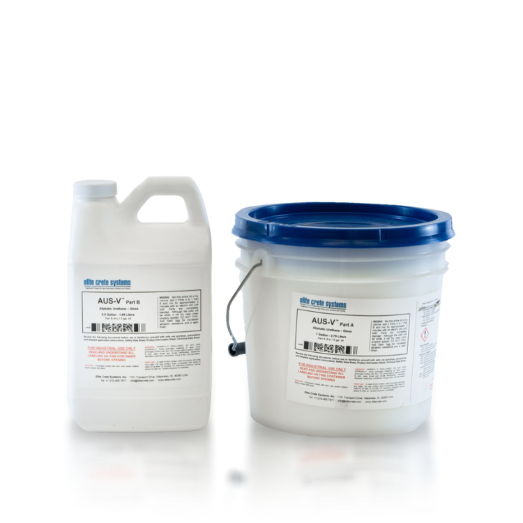 Elite Crete Systems AUS-V Aliphatic Urethane Coating for durable surface protection.