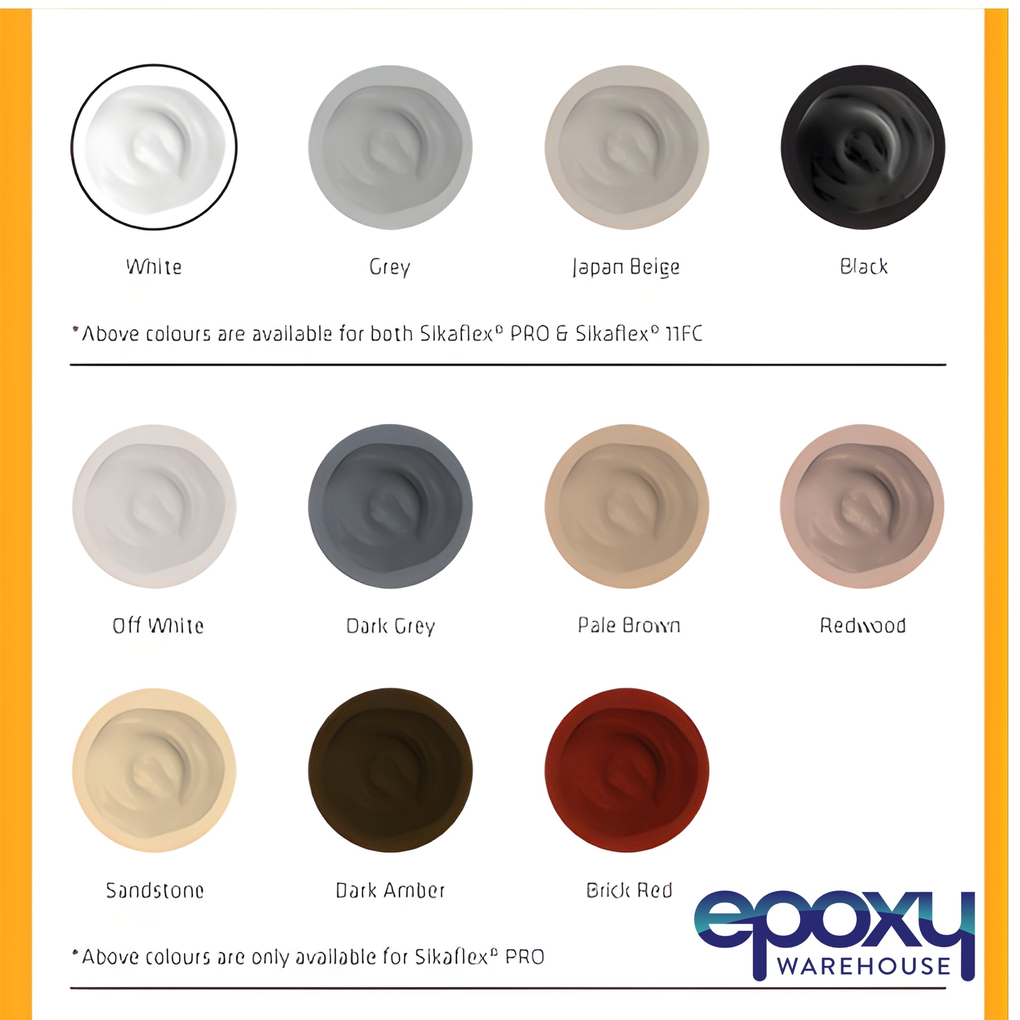 Sika Sikaflex 11 FC colour chart - Epoxy warehouse