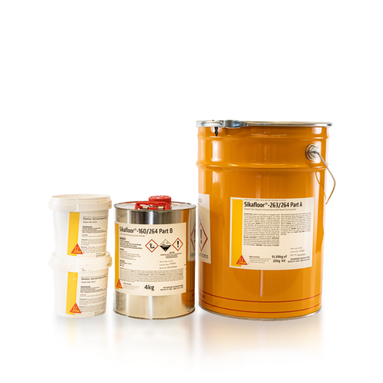 Sikafloor 264 20kg kit with 2 pigment packs for durable flooring