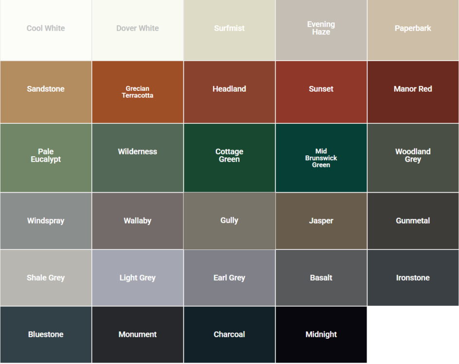 nutech pavecoat standard colours