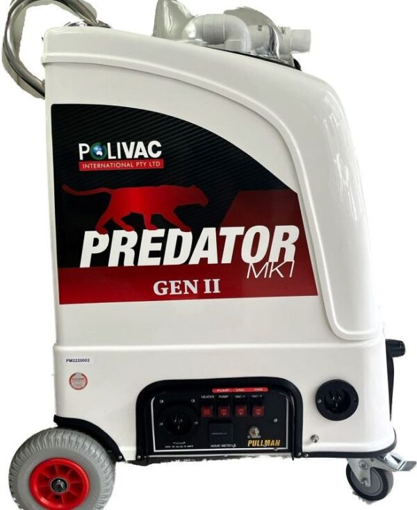 2nd Generation Predator MK1 Carpet Extractor with spring-mounted vacuum motors and portable design.