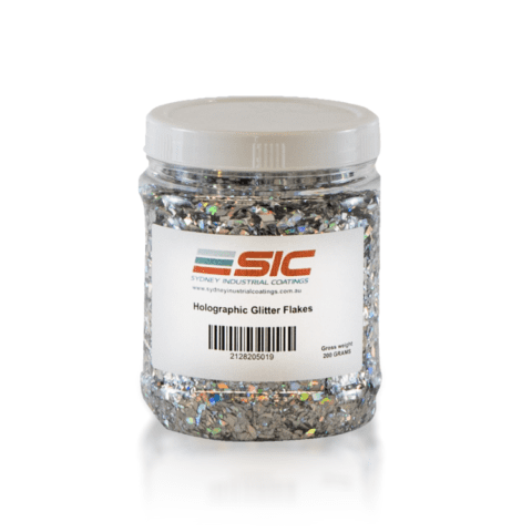 ydney Industrial Coatings Holographic Glitter Flakes for decorative flooring.